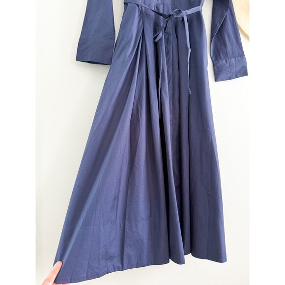 Madewell | NWT Tie-Waist Midi Shirtdress Midnight Navy | Sz 2 - Picture 4 of 12